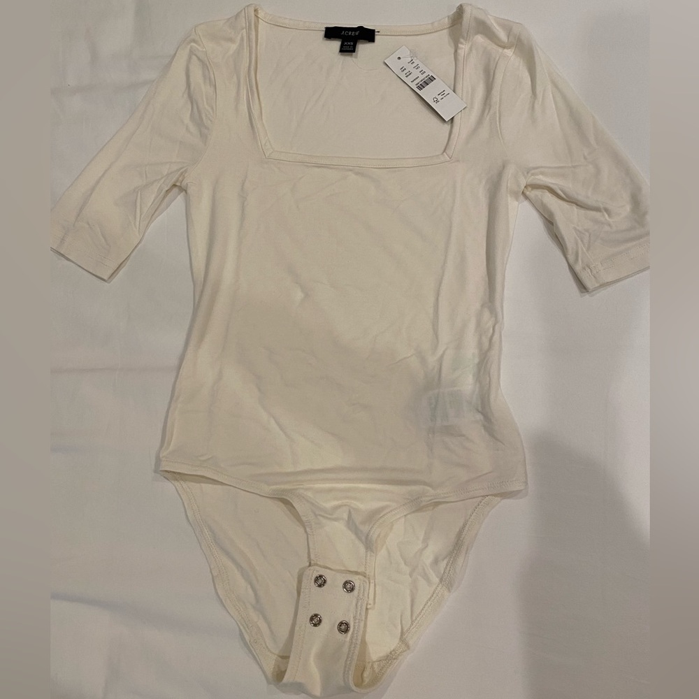 NWT J. Crew Ivory Square Neck Bodysuit